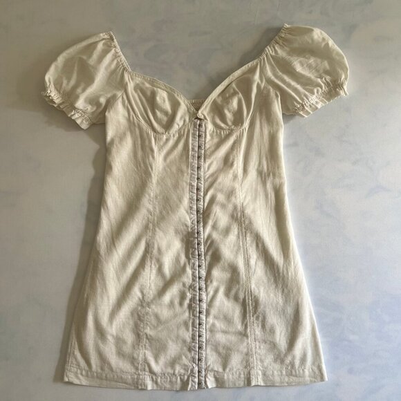 Urban Outfitters Dresses & Skirts - Urban Outfitters Ivory Linen Corset Milkmaid Mini Dress